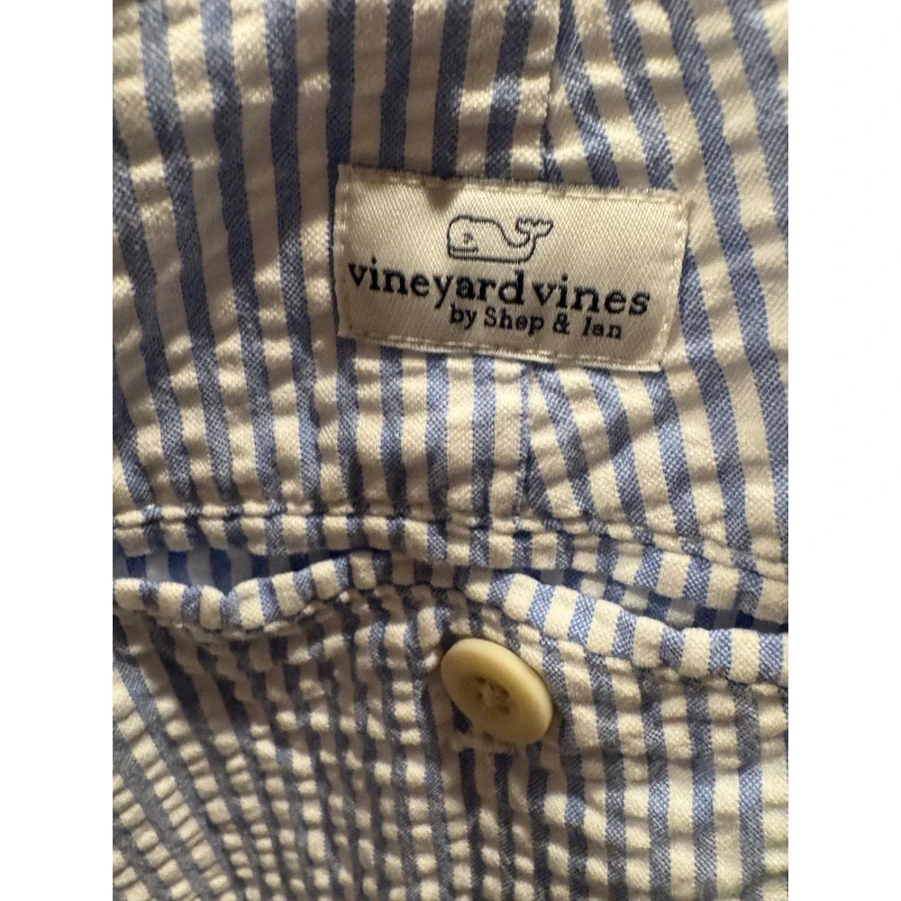 Vineyard Vines Mens Blue‎ White Striped Seersucker Shorts Size 34 Cotton Preppy